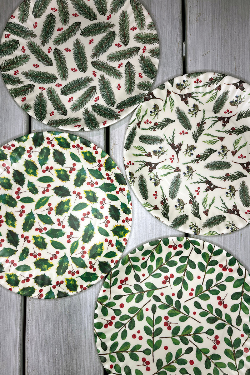 Christmas Plaid Melamine Luncheon Plates