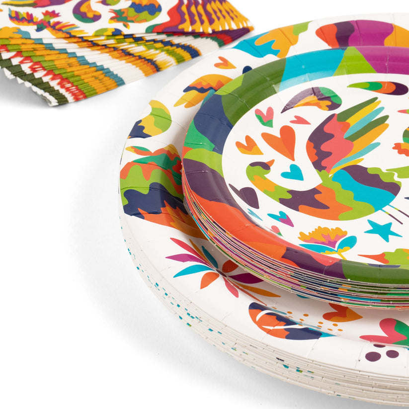 Fiesta Fun Paper Party Set - Premium Heavyweight Disposable Party Plates & Napkins