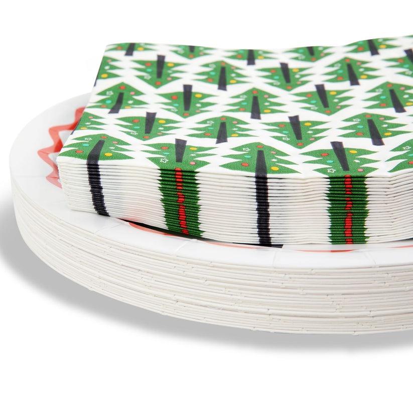 Holiday Paper Party Good Sets - Premium Heavyweight Disposable Party Plates & Napkins