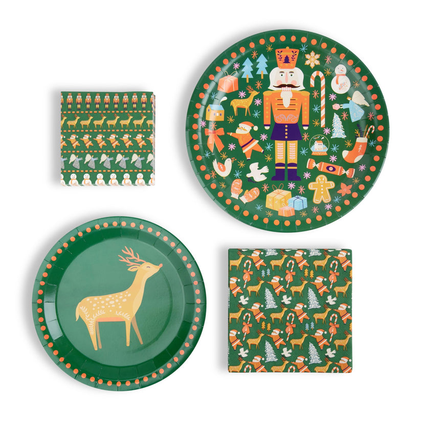 Holiday Paper Party Good Sets - Premium Heavyweight Disposable Party Plates & Napkins