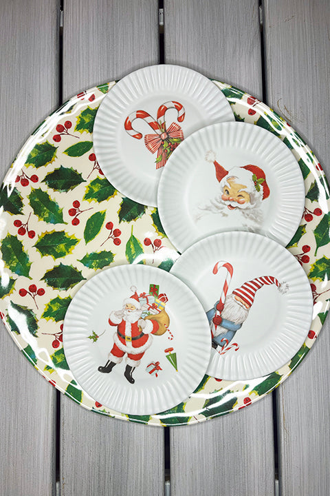 Christmas Plaid Melamine Luncheon Plates