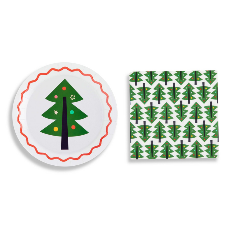Holiday Paper Party Good Sets - Premium Heavyweight Disposable Party Plates & Napkins