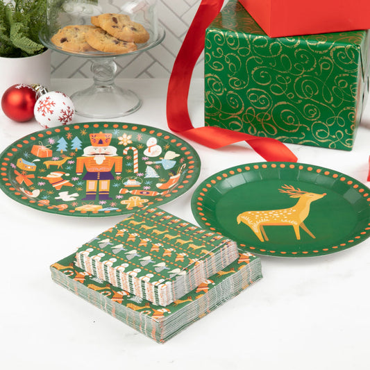 Holiday Paper Party Good Sets - Premium Heavyweight Disposable Party Plates & Napkins
