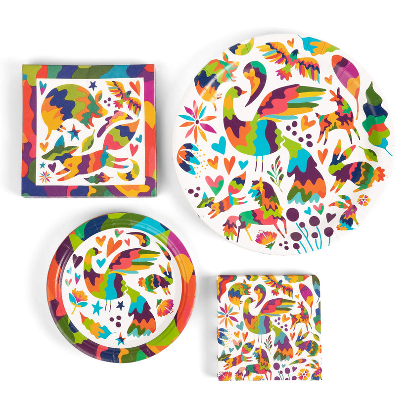 Whimsical Wildlife Paper Party Set - Premium Heavyweight Disposable Party Plates & Napkins