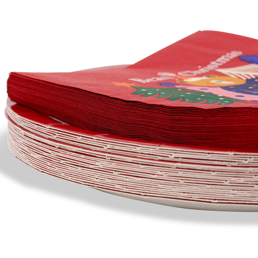 Holiday Paper Party Good Sets - Premium Heavyweight Disposable Party Plates & Napkins