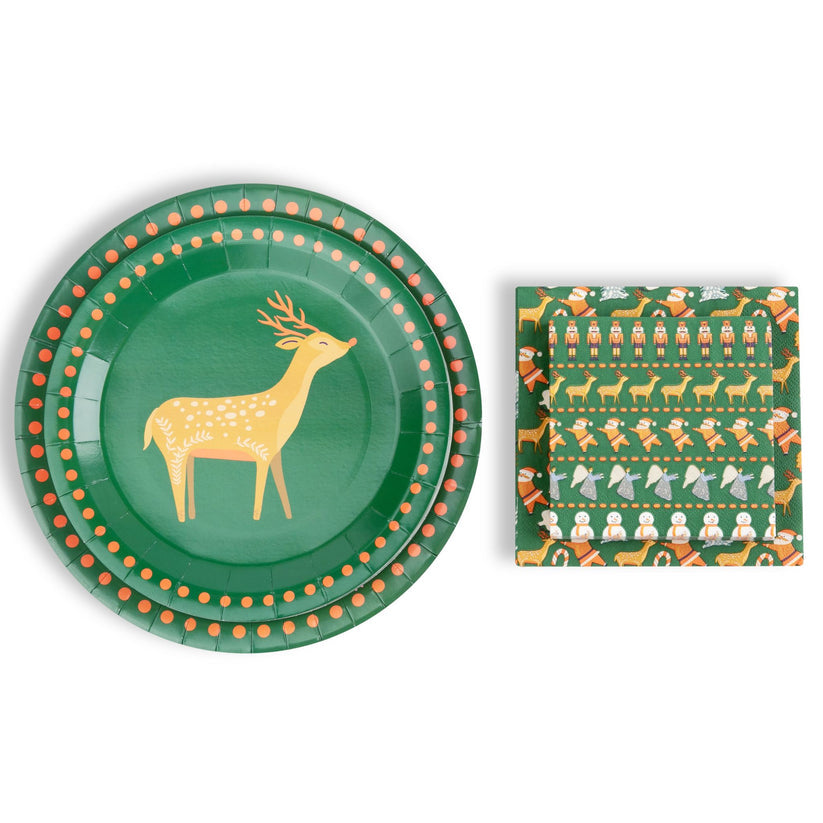 Holiday Paper Party Good Sets - Premium Heavyweight Disposable Party Plates & Napkins