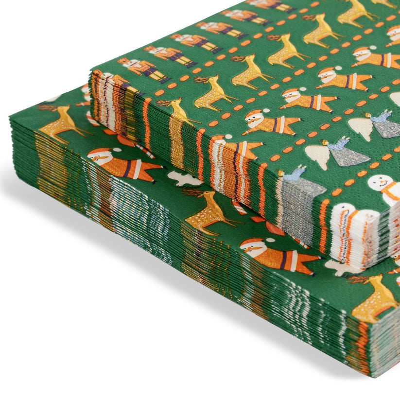 Holiday Paper Party Good Sets - Premium Heavyweight Disposable Party Plates & Napkins
