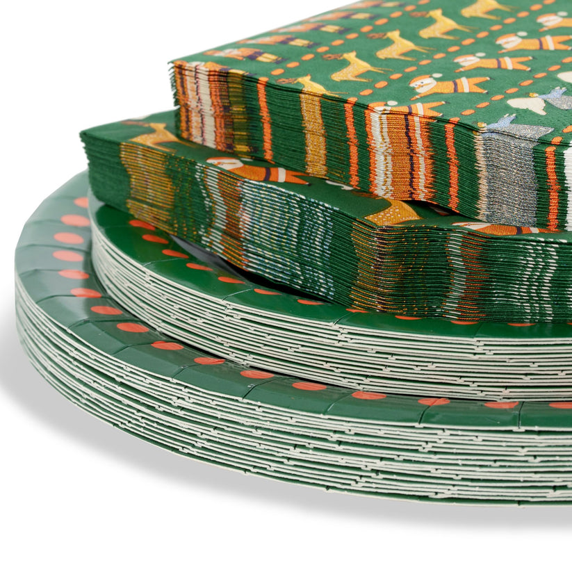Holiday Paper Party Good Sets - Premium Heavyweight Disposable Party Plates & Napkins