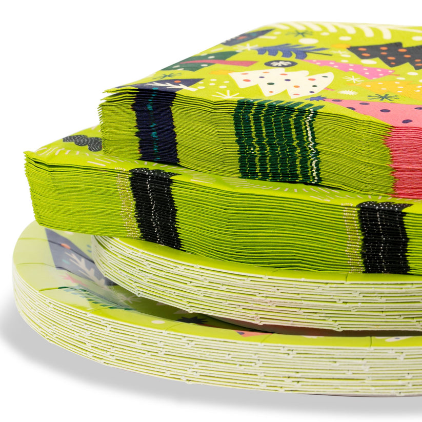 Holiday Paper Party Good Sets - Premium Heavyweight Disposable Party Plates & Napkins