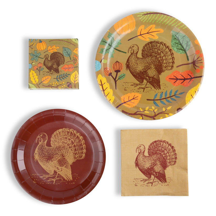 Holiday Paper Party Good Sets - Premium Heavyweight Disposable Party Plates & Napkins