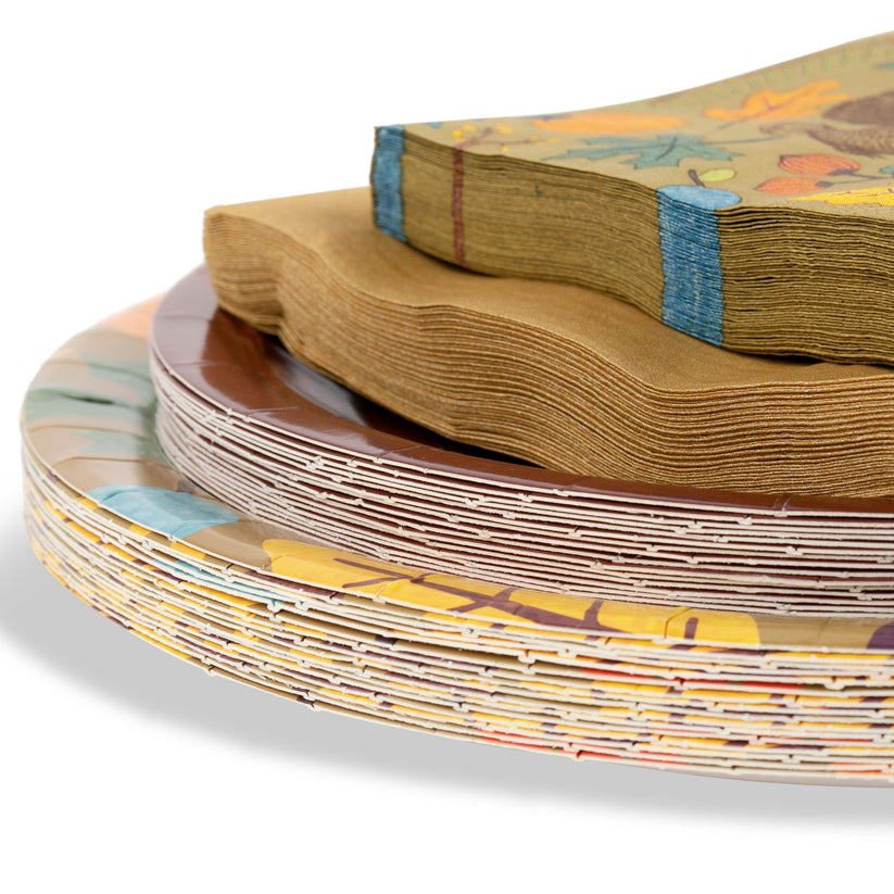 Holiday Paper Party Good Sets - Premium Heavyweight Disposable Party Plates & Napkins