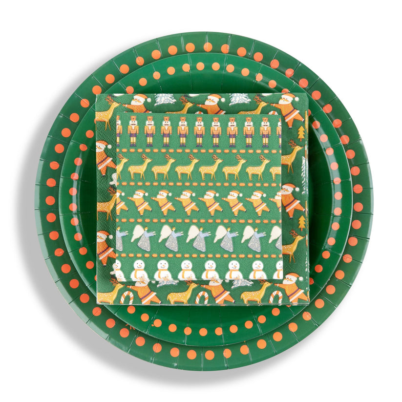 Holiday Paper Party Good Sets - Premium Heavyweight Disposable Party Plates & Napkins
