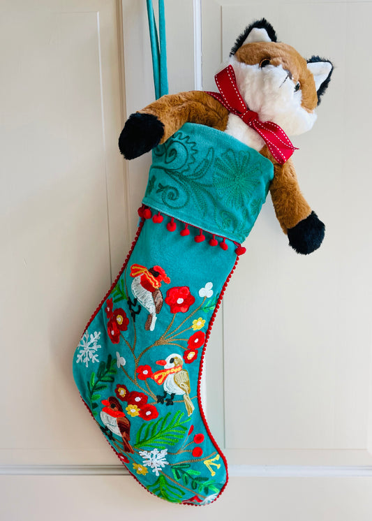 Flights of Fancy Embroidered Christmas Stocking