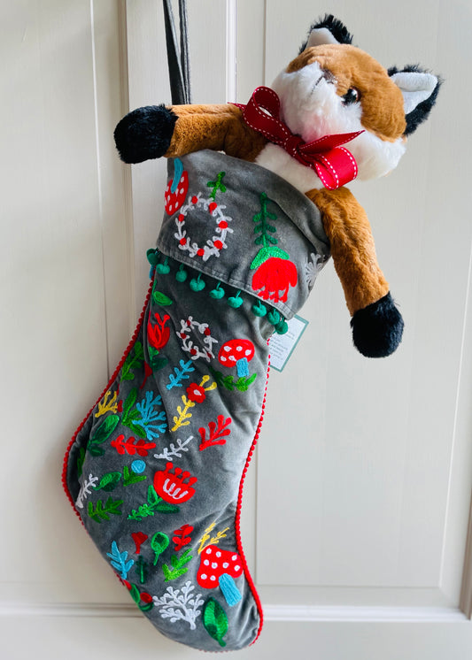Frosted Forest Embroidered Christmas Stocking
